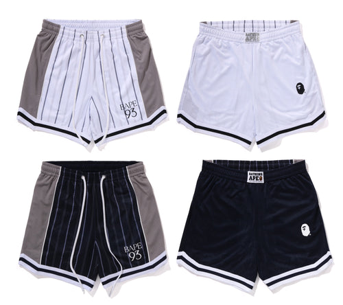 A BATHING APE MULTI LOGO REVERSIBLE RELAXED FIT SWEAT SHORTS