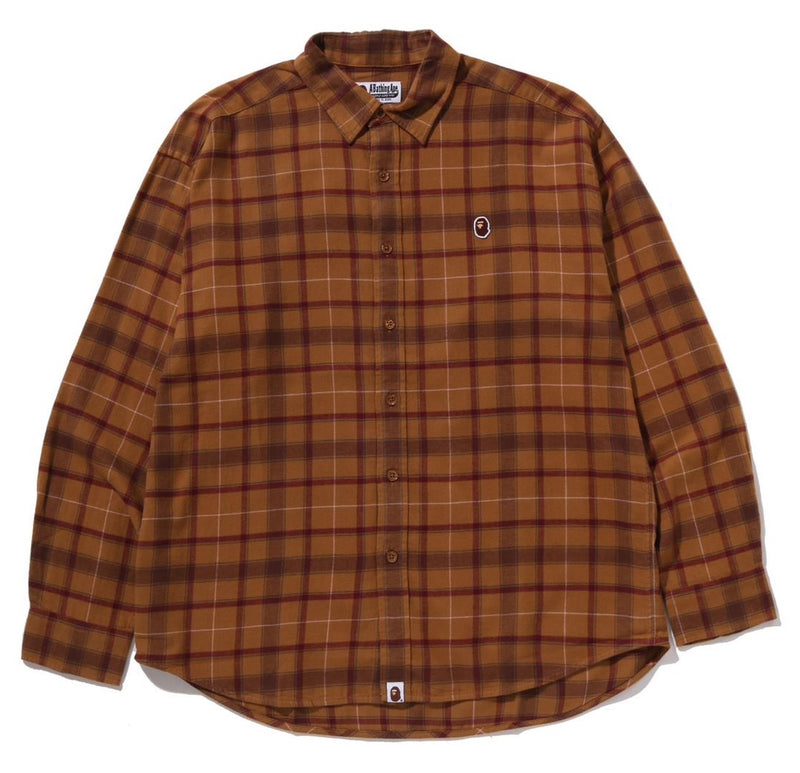 A BATHING APE ONE POINT FLANNEL CHECK L/S SHIRT