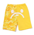 A BATHING APE BAPE KIDS ABC CAMO MILO FACE SWEAT SHORTS