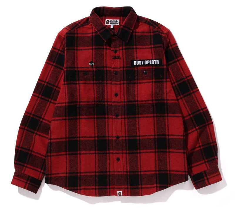 A BATHING APE FLANNEL CHECK TACTICAL SHIRT ( RELAXED FIT )