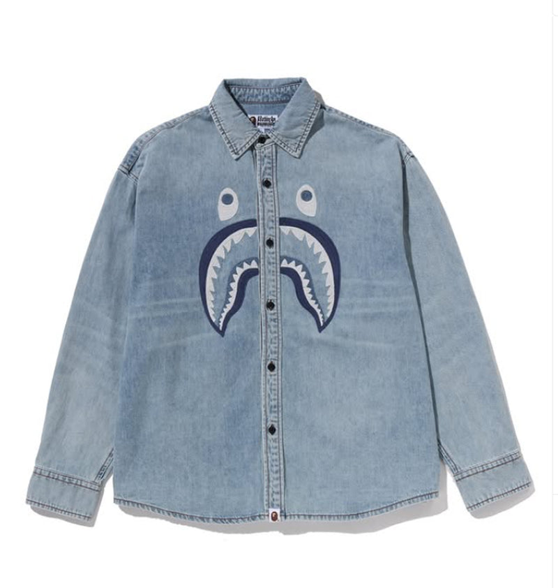 A BATHING APE SHARK LIGHT DENIM SHIRT