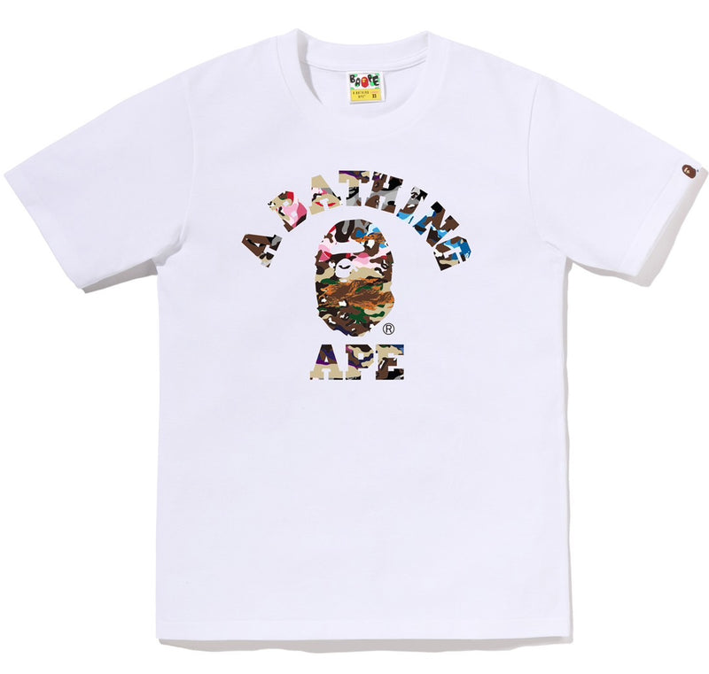 A BATHING APE Ladies' HYBRID CAMO COLLEGE TEE