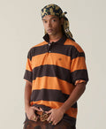 A BATHING APE MILO ONE POINT STRIPE RELAXED FIT POLO