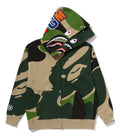 A BATHING APE MEGA ABC CAMO DOUBLE SHARK RELAXED FIT FULL ZIP HOODIE
