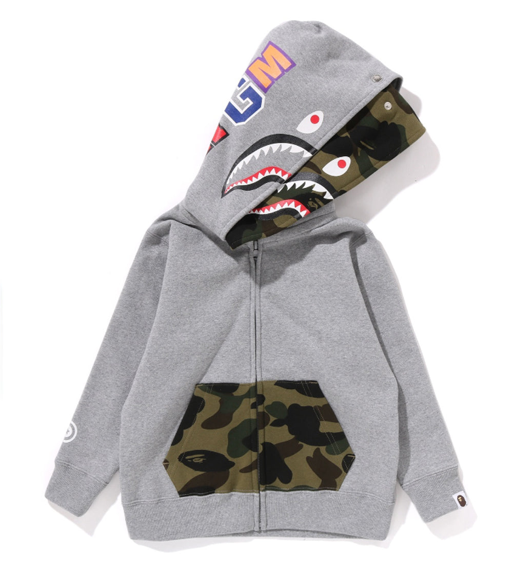 A BATHING APE BAPE KIDS 1ST SHARK ZIP DOUBLE HOODIE