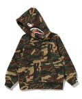A BATHING APE BAPE KIDS GLITCH WOODLAND CAMO SHARK ZIP HOODIE