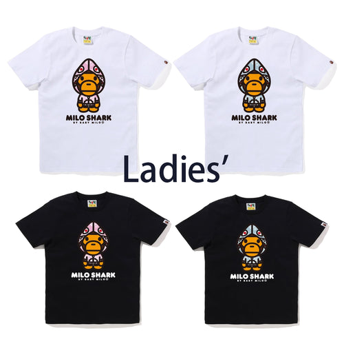 A BATHING APE Ladies' PASTEL COLOR CAMO MILO SHARK FZH TEE