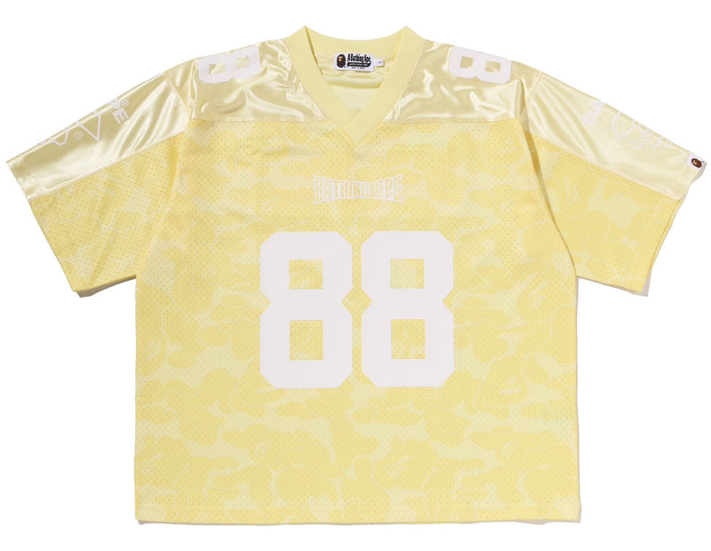 A BATHING APE SOLID CAMO MULTI LOGO RELAXED FIT FOOTBALL JERSEY