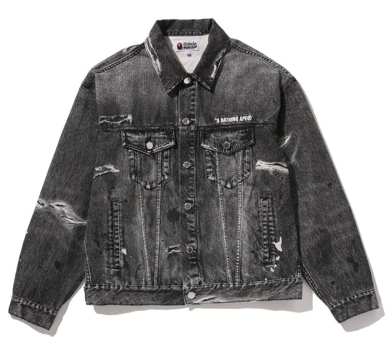 A BATHING APE FAKE PRINT TRUCKER JACKET - happyjagabee store