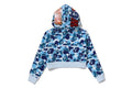 A BATHING APE Ladies' ABC CAMO CRYSTAL STONE SHARK CROPPED FULL ZIP HOODIE