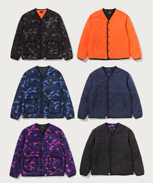 A BATHING APE COLOR CAMO STA QUILTING REVERSIBLE LIGHT DOWN JACKET