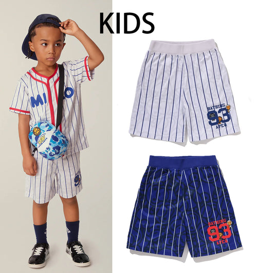 A BATHING APE BAPE KIDS ALL BABY MILO STRIPE MILO BASEBALL SHORTS