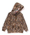 A BATHING APE BAPE KIDS WILD LEOPARD PATTERN SHARK ZIP HOODIE