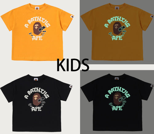 A BATHING APE BAPE KIDS HALLOWEEN COLLEGE GLOW IN THE DARK RELAXED FIT TEE