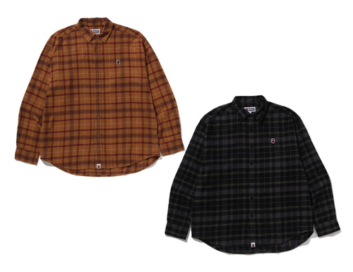 A BATHING APE ONE POINT FLANNEL CHECK L/S SHIRT
