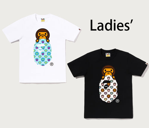 A BATHING APE Ladies' MILOGRAM SWEETS MILO ON APE HEAD TEE