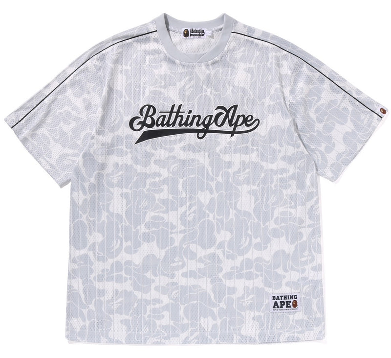 A BATHING APE CAMO STRIPE BASEBALL LOGO RELAXED FIT TEE
