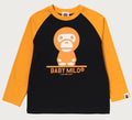 A BATHING APE BAPE KIDS BABY MILO SKULL RAGLAN LS TEE