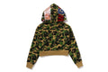 A BATHING APE Ladies' ABC CAMO CRYSTAL STONE SHARK CROPPED FULL ZIP HOODIE