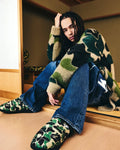 A BATHING APE BAPE x SUBU ABC CAMO PUFFER SANDALS w/ POUCH