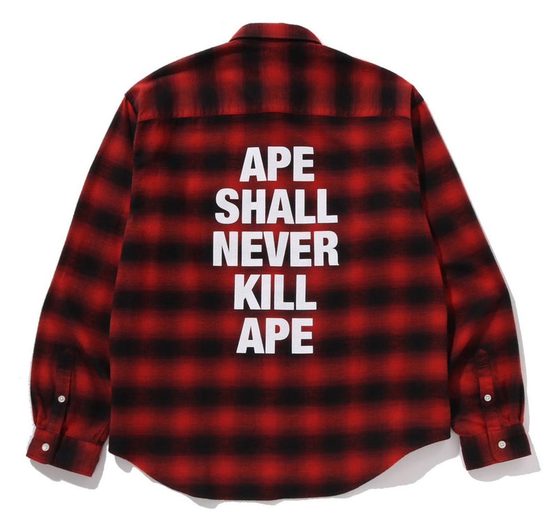 A BATHING APE BLOCK CHECK RELAXED FIT SHIRT