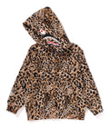 A BATHING APE BAPE KIDS WILD LEOPARD PATTERN SHARK ZIP HOODIE