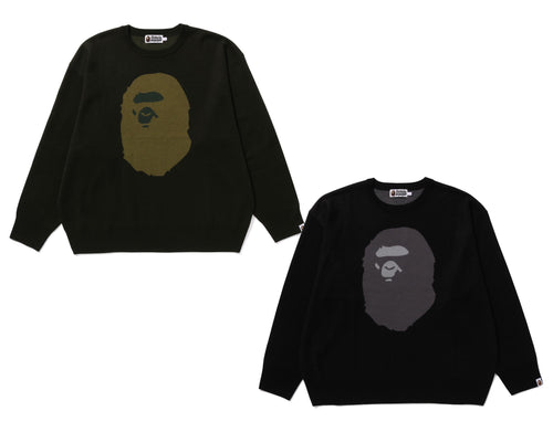 A BATHING APE APE HEAD JACQUARD KNIT SWEATER