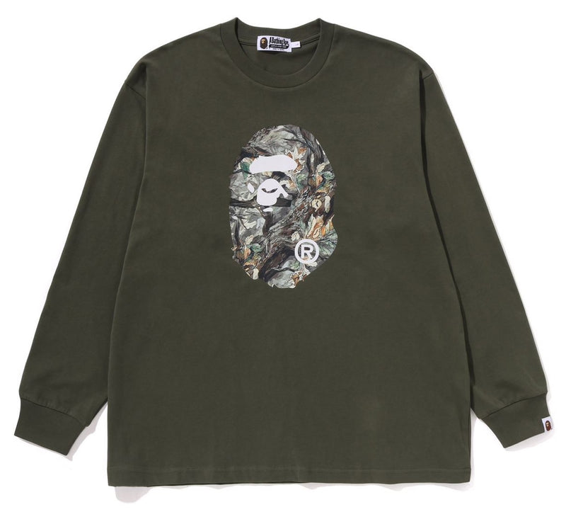A BATHING APE TREE EDGE CAMO APE HEAD RELAXED FIT L/S TEE