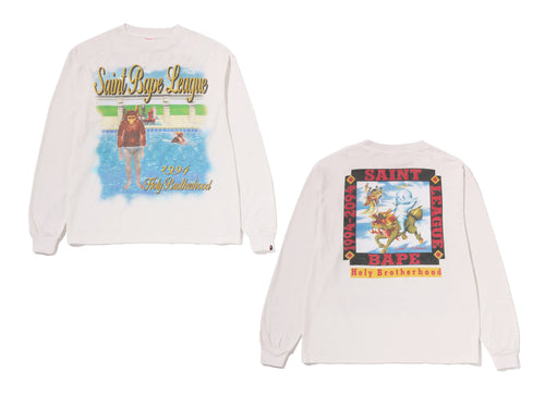 A BATHING APE BAPE x SAINT MXXXXXX LEAGUE L/S TEE