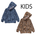 A BATHING APE BAPE KIDS WILD LEOPARD PATTERN SHARK ZIP HOODIE