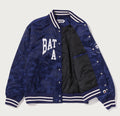 A BATHING APE SOLID CAMO NYLON JACQUARD VARSITY JACKET