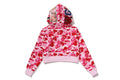 A BATHING APE Ladies' ABC CAMO CRYSTAL STONE SHARK CROPPED FULL ZIP HOODIE