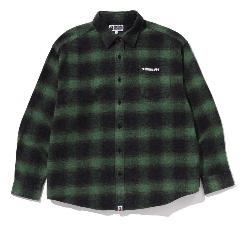 A BATHING APE A BATHING APE LOGO OMBRE CHECK FLANNEL L/S SHIRT
