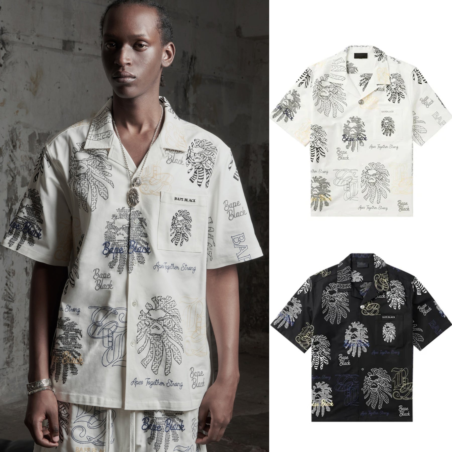 A BATHING APE BAPE BLACK BAPE GRAPHIC STITCH SHIRT happyjagabee store