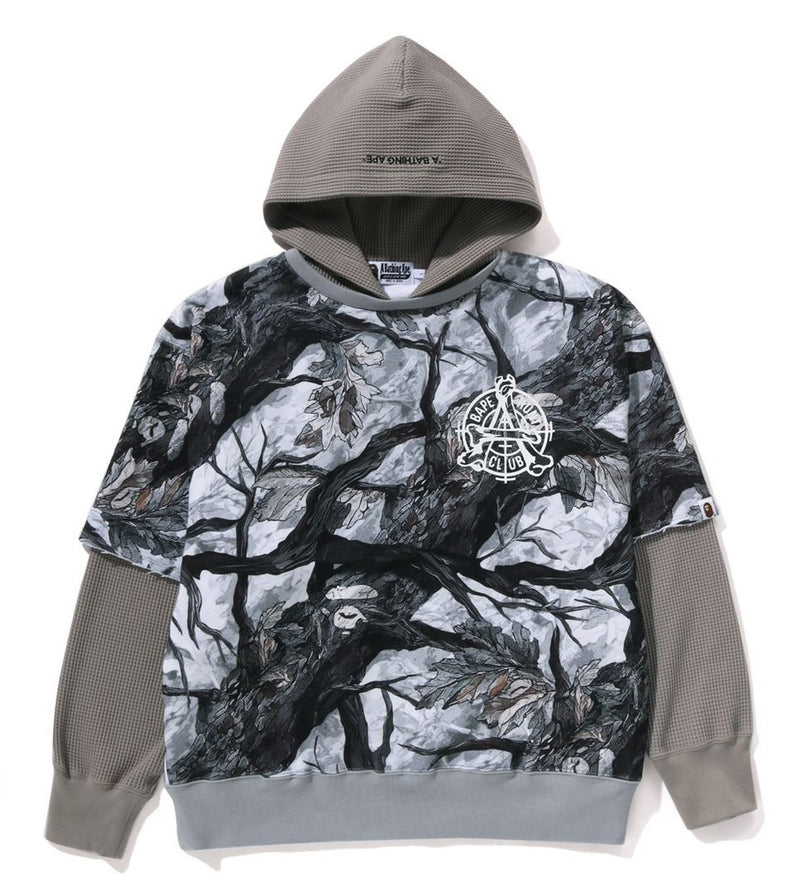 A BATHING APE TREE EDGE CAMO LAYERED PULLOVER HOODIE