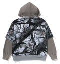 A BATHING APE TREE EDGE CAMO LAYERED PULLOVER HOODIE