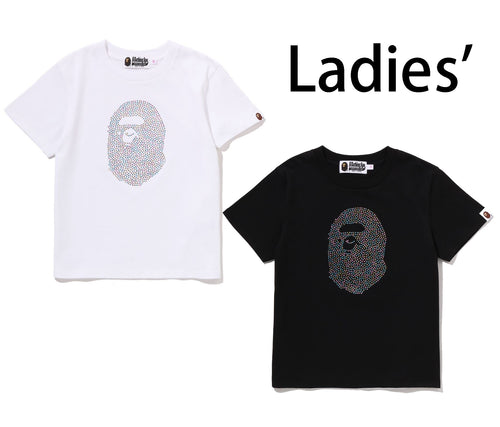 A BATHING APE Ladies' APE HEAD CRYSTAL STONE MINI TEE - happyjagabee store