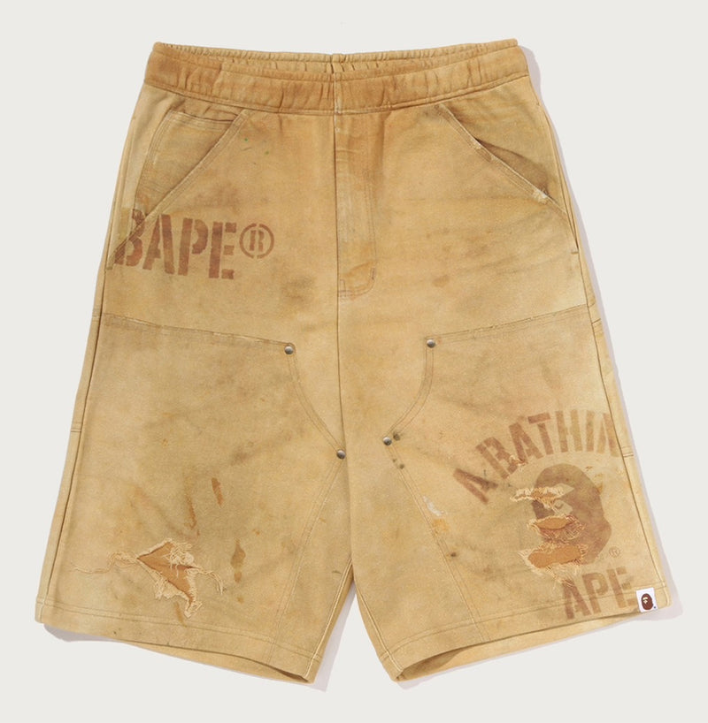 A BATHING APE FAKE PRINT RELAXED FIT SWEAT SHORTS