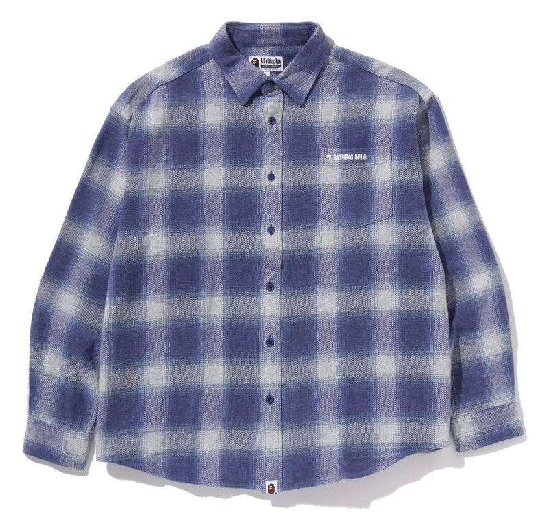 A BATHING APE A BATHING APE LOGO OMBRE CHECK FLANNEL L/S SHIRT