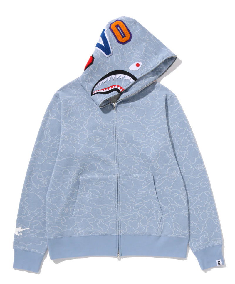 A BATHING APE BAPE x OVO NEON 1ST CAMO JACQUARD SHARK FULL ZIP HOODIE