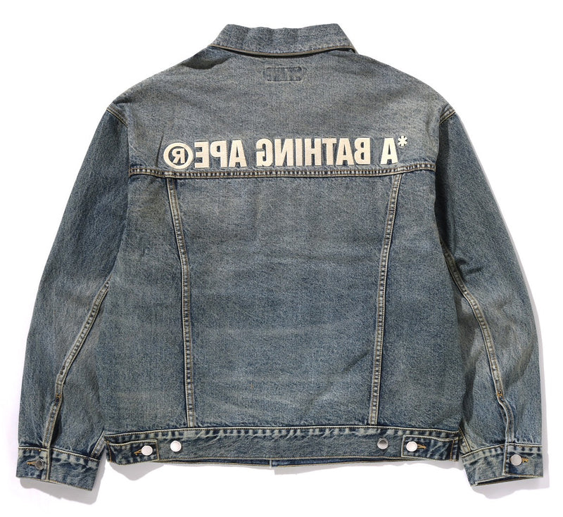 A BATHING APE DISTRESSED 13oz DENIM TRACKER JACKET