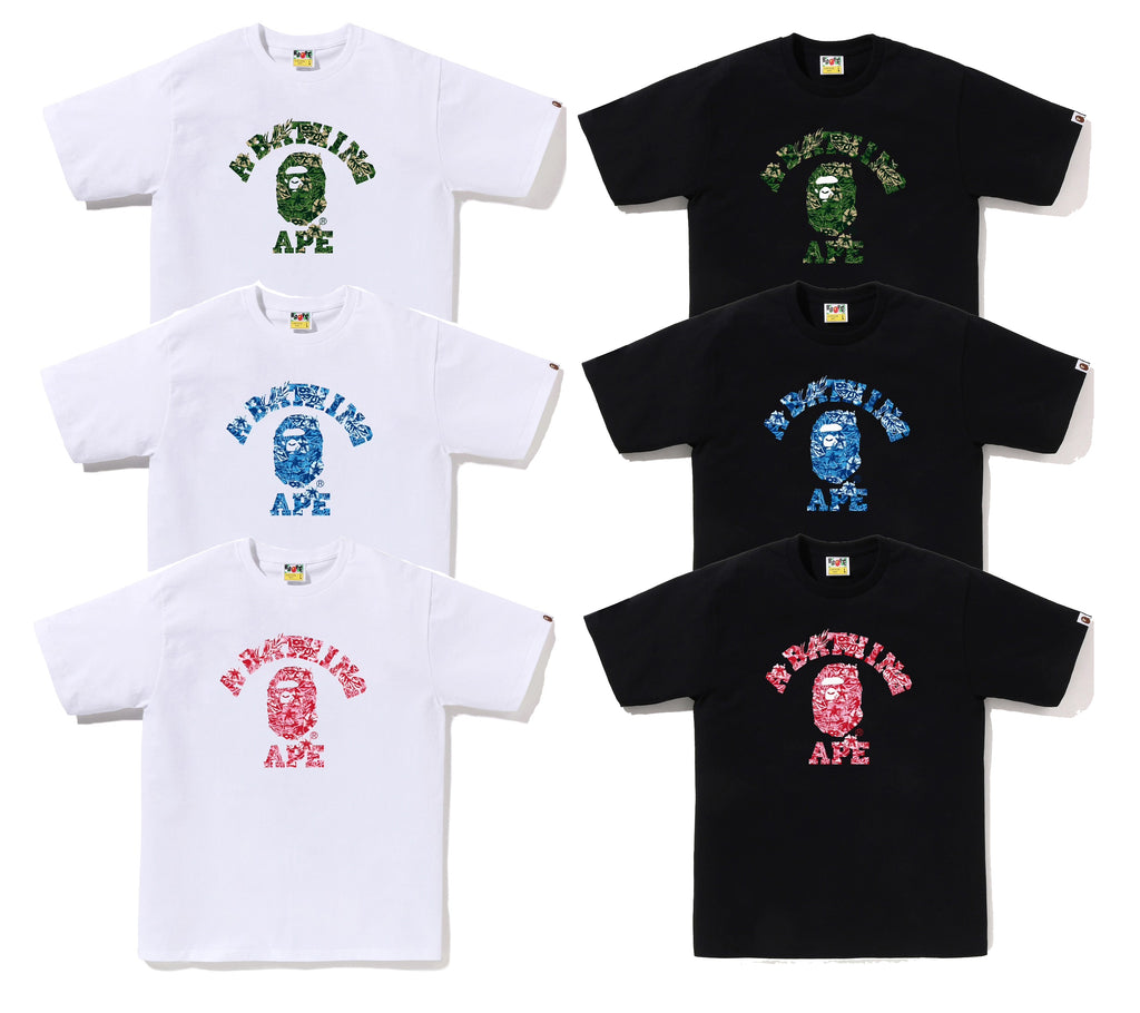 A BATHING APE PALM RESORT CAMO COLLEGE TEE – happyjagabee store