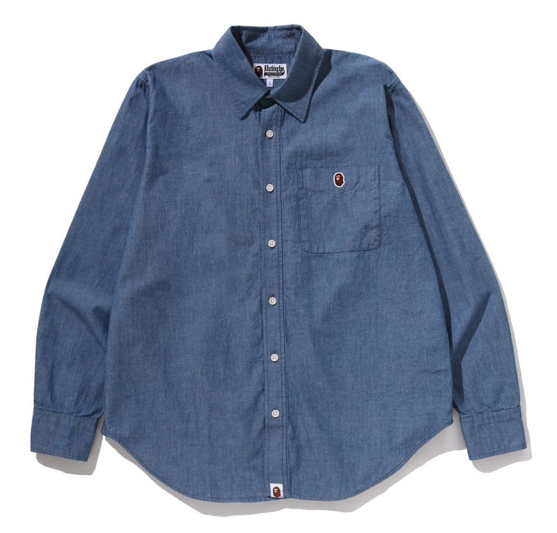 A BATHING APE ONE POINT CHAMBRAY SHIRT