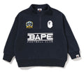 A BATHING APE BAPE KIDS BAPE EMBROIDERY PATCH RELAXED FIT HALF ZIP SWEATSHIRT