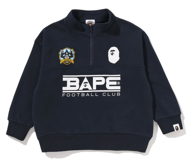 A BATHING APE BAPE KIDS BAPE EMBROIDERY PATCH RELAXED FIT HALF ZIP SWEATSHIRT - happyjagabee store