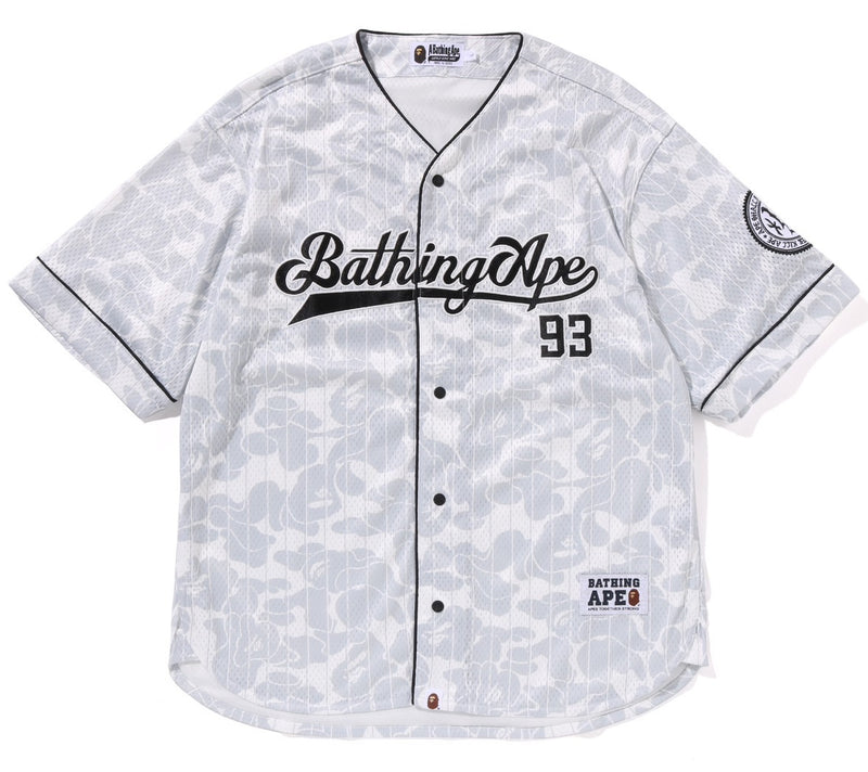 A BATHING APE CAMO STRIPE BASEBALL SHIRT
