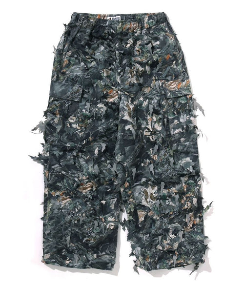 A BATHING APE TREE EDGE CAMO LASER CUT RELAXED FIT MILITARY PANTS