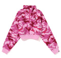 A BATHING APE Ladies' WOODLAND CAMO CROPPED HALF ZIP SWEATER