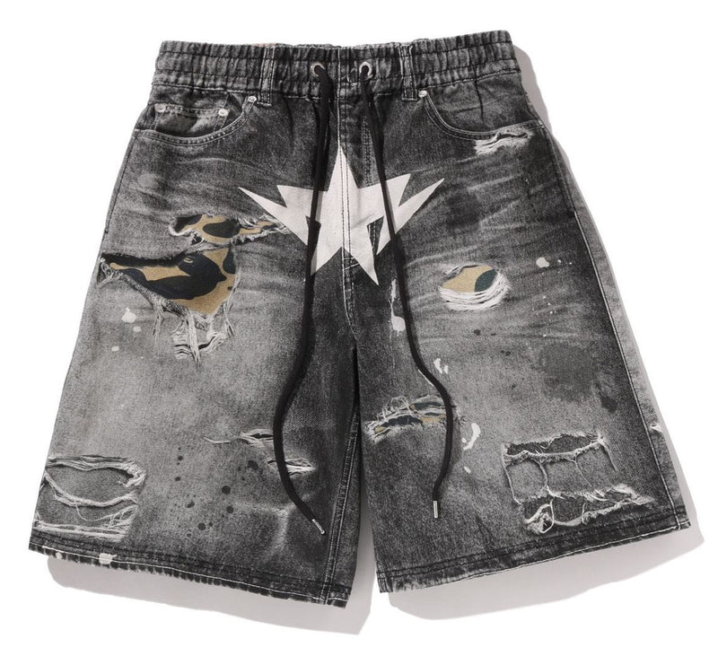 A BATHING APE BAPE STA FAKE PRINT RELAXED FIT SHORTS - happyjagabee store