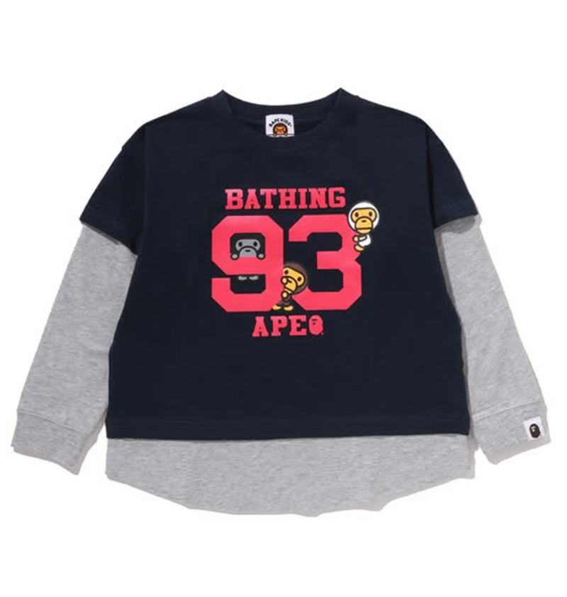 A BATHING APE BAPE KIDS BABY MILO LAYERED LOOSE FIT L/S TEE